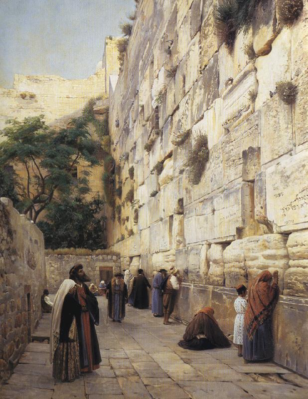 Gustav Bauernfeind Praying at the Western Wall, Jerusalem. Germany oil painting art
